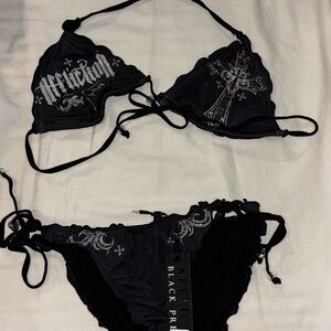 Affliction Black Bikini with Rhinestones